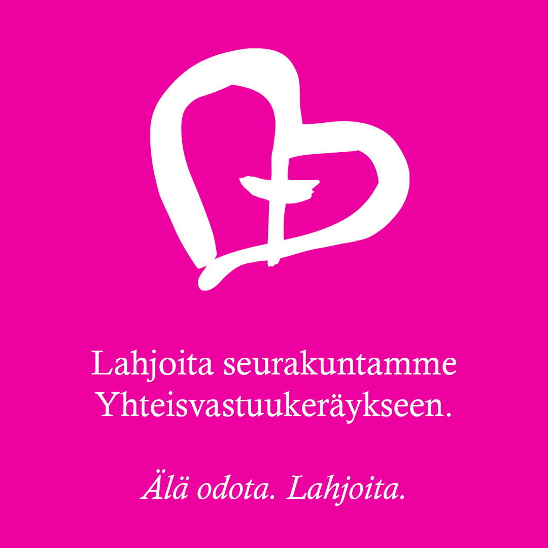 Yhteisvastuukeräyksen logo pinkillä pohjalla
